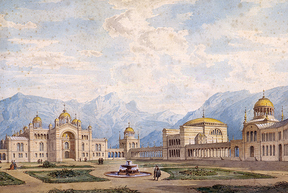 Picture: First Byzantine palace project, watercolour by Georg Dollmann