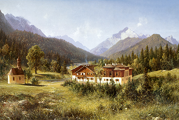Oil painting showing the King's Cottage