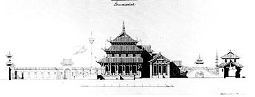 Bild: Chinesischer Sommerpalast, Federzeichnung von Julius Hofmann, 1886