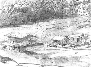 Pencil sketch from 1871 showing the King's Cottage